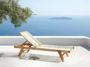 Sun Lounger PROSSEDI Reclining Acacia Wood Beige_956609
