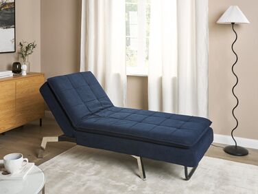 Fabric Chaise Lounge Navy Blue LOIRET