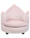 Kids Velvet Armchair Crown Pink VEGA_886978