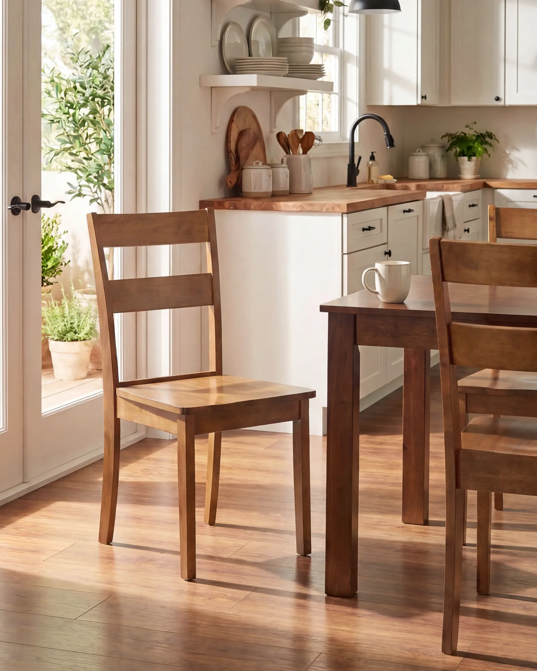 Zestaw 2 krzeseł do jadalni GEORGIA Drewno Brązowy_1124129