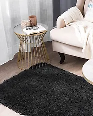 Tapis à poils longs CIDE Noir 80 x 150 cm_1177466