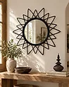 Wall Mirror AROEK 61 cm 61 cm Rattan Black