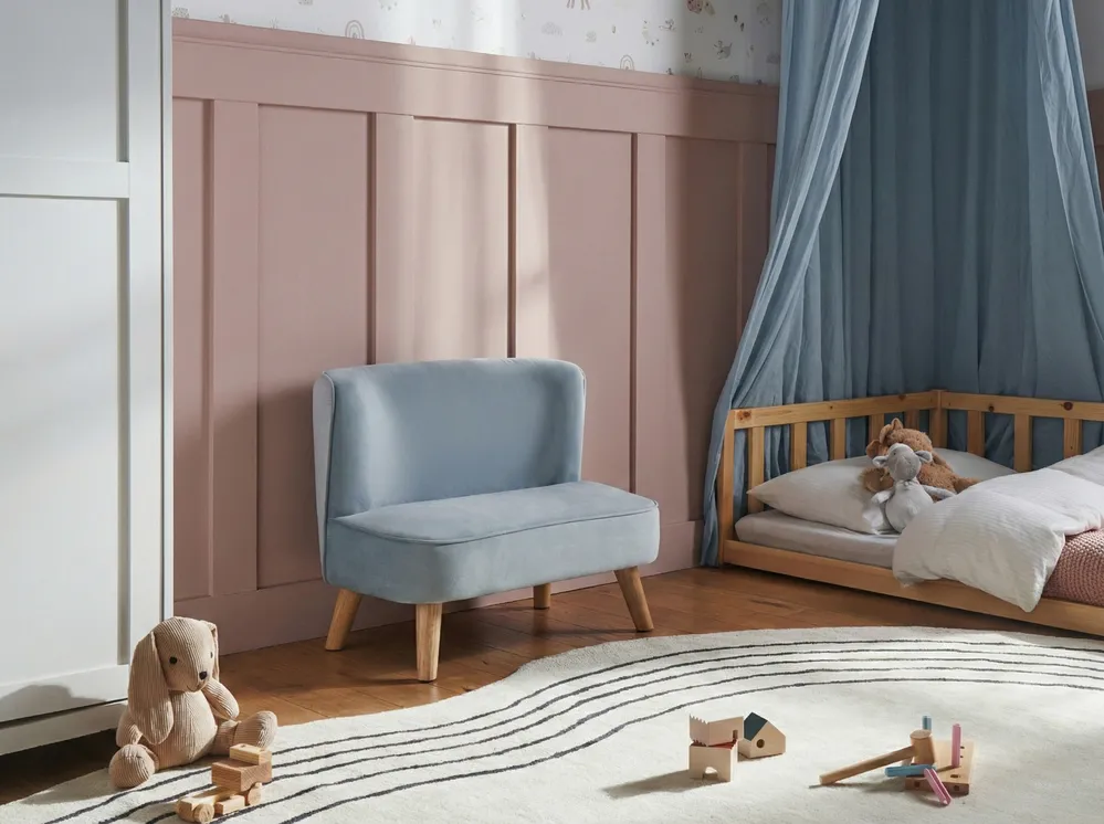 Divano per bambini RISBY Velluto Azzurro