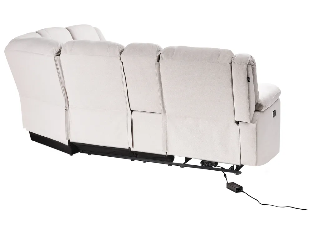 Manual Recliner Corner Sofa 5 Seater ROKKE with USB Port Fabric Off-White Left Hand_959383