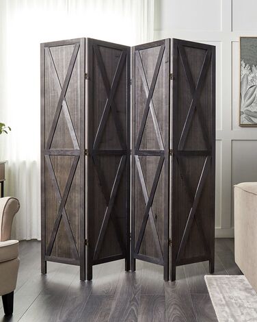 Wooden Folding 4 Panel Room Divider 170 x 163 cm Dark Brown RIDANNA