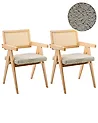 Set of 2 Dining Chairs AVA Wood Light Brown/ Taupe