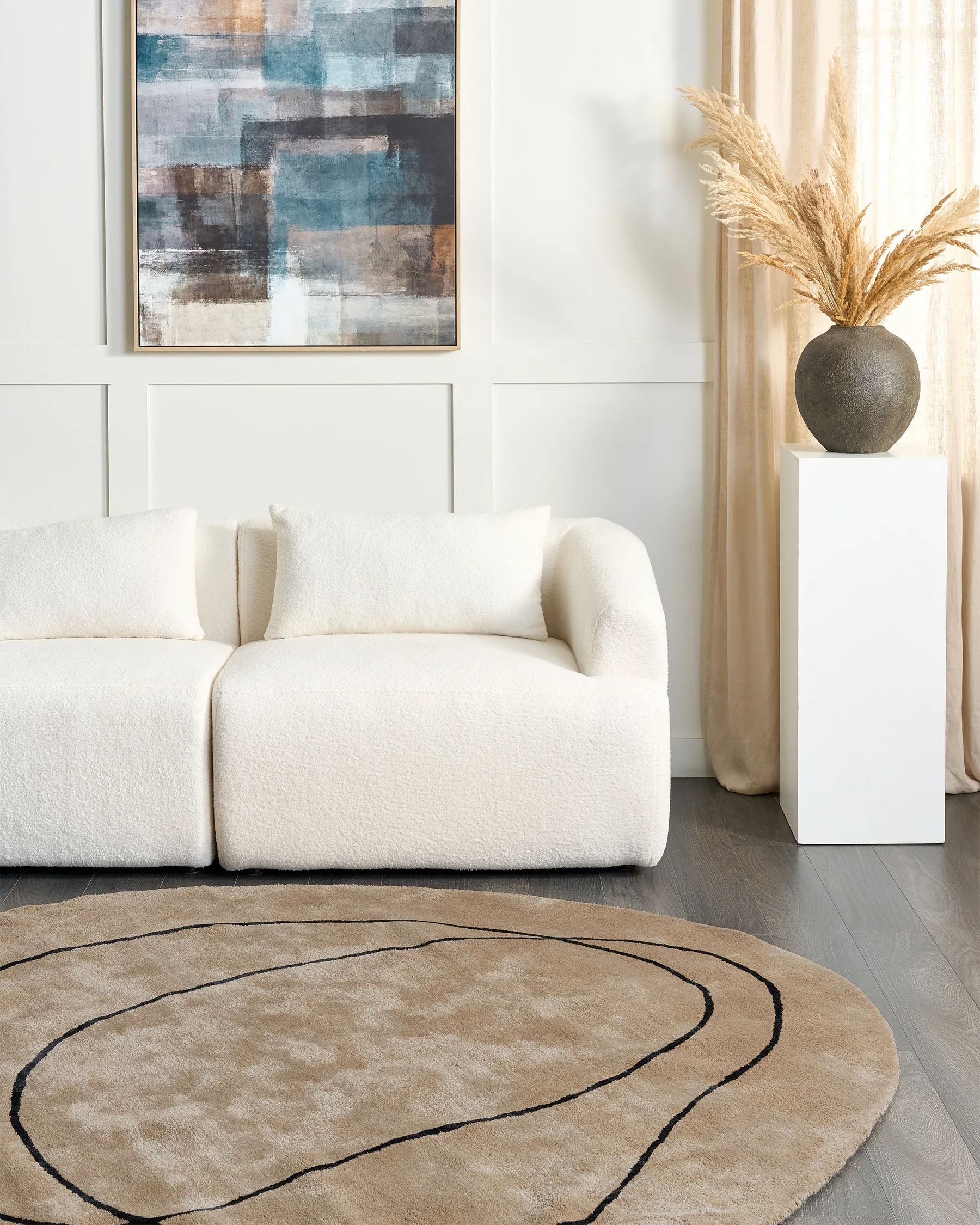 Teppich DIGRI Beige ø 200 cm Viskose_904732