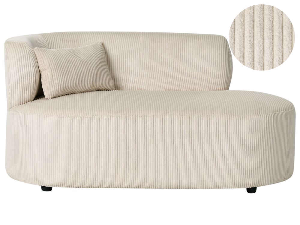 Left-Hand Chaise Longue VANVEY Corduroy Light Beige