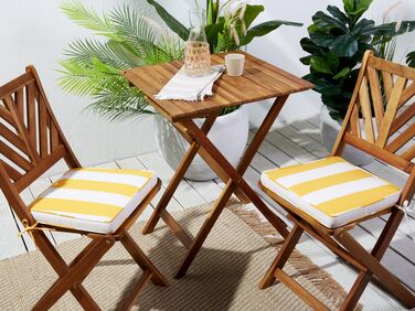 Set of 2 Outdoor Seat Pad Cushions Yellow and White TERNI 