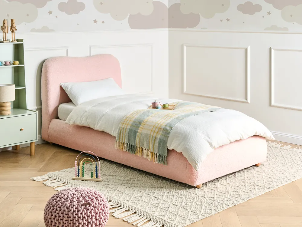 Ottoman Bed BLAGNAC Boucle Pink 90 x 200 cm (EU Single)_1026329