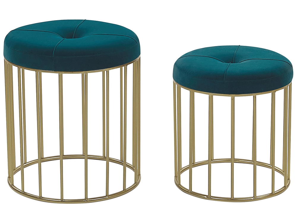 Set of 2 Stools Teal Blue LUBBOCK Beliani