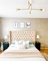 Zamatová posteľ s úložným priestorom 180 x 200 cm ružová LUBBON_866988