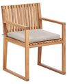 Set di 8 sedie da giardino legno di acacia chiaro con cuscini tortora SASSARI II_923853