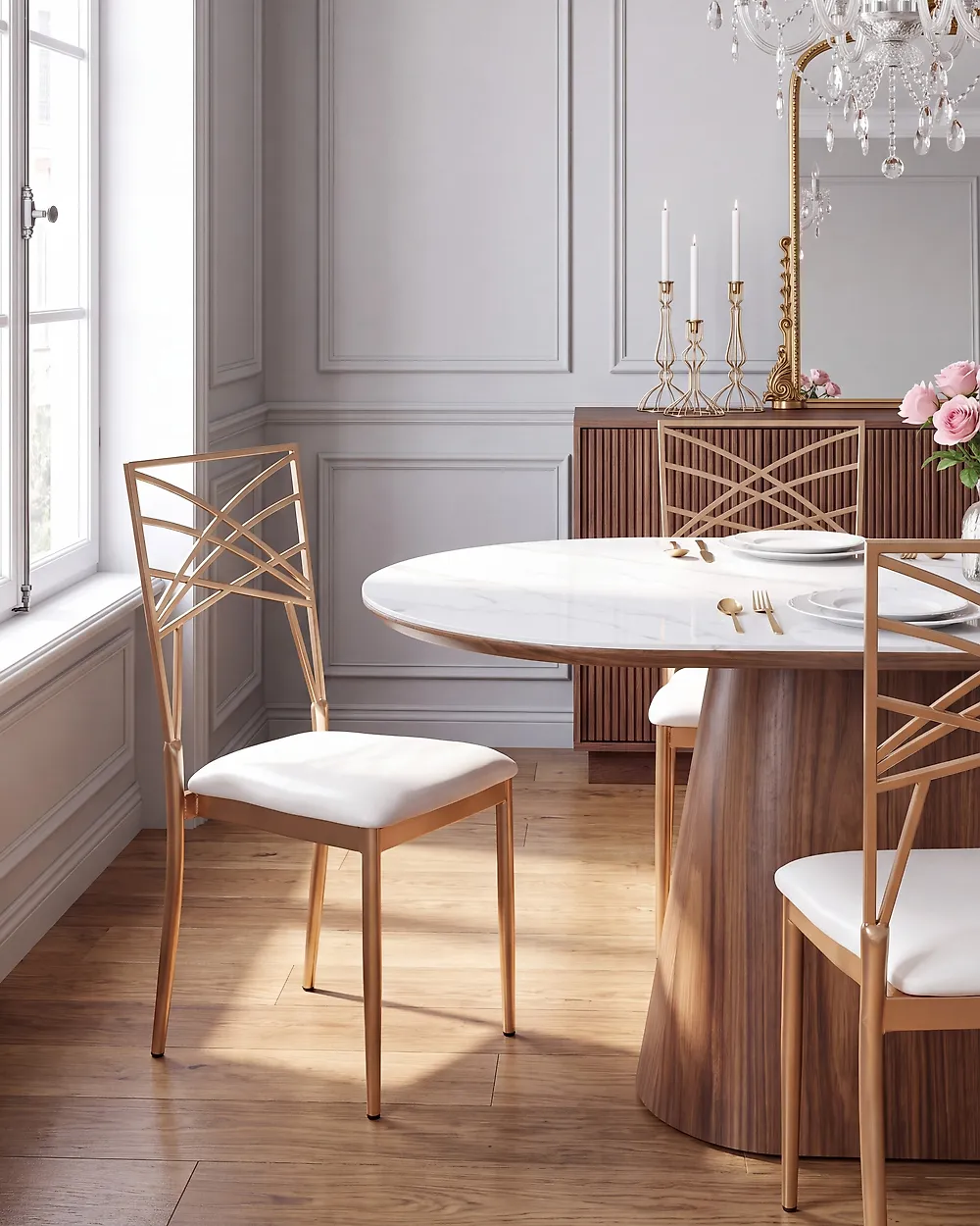Set of 2 Dining Chairs GIRARD Metal Gold