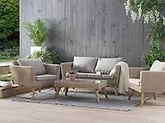 Lounge Set mit Tisch 4-Sitzer VITTORIA Polyrattan Grau_1171156