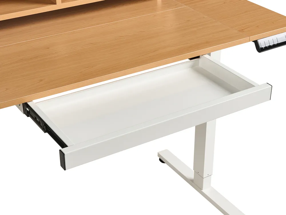 Biurko regulowane elektrycznie LUCAMA 120 cm 60 cm Z portem USB Jasny brąz/ biały_1031018