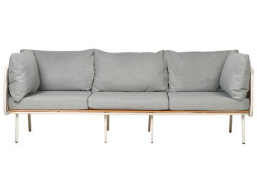 Gartensofa Aluminium weiß 3-Sitzer Auflagen grau SENISE