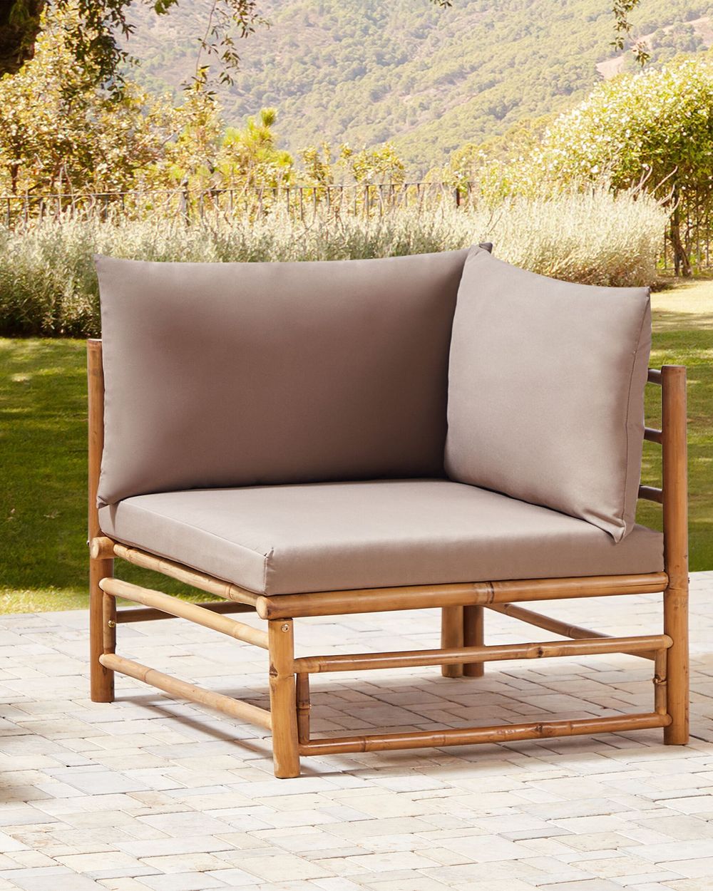 Bamboo Garden Corner Section Taupe CERRETO Beliani.es