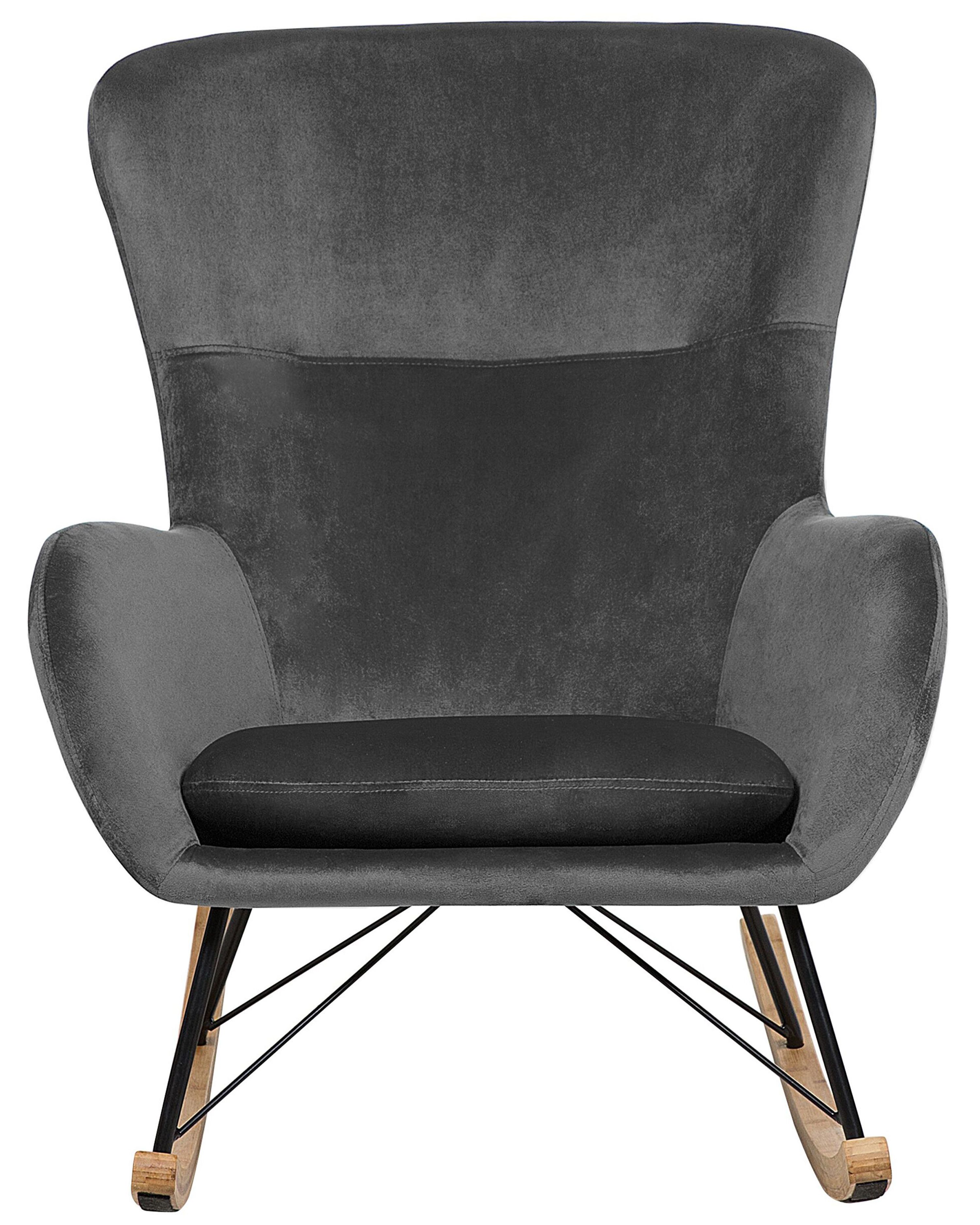 Rocking Chair Velvet Dark Grey ELLAN | Beliani.de