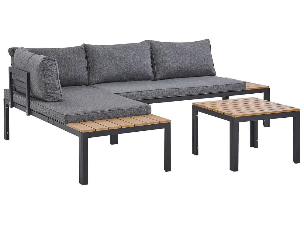Garden Corner Sofa with Table 4 Seater PIENZA II Modular Grey Right Hand_776800