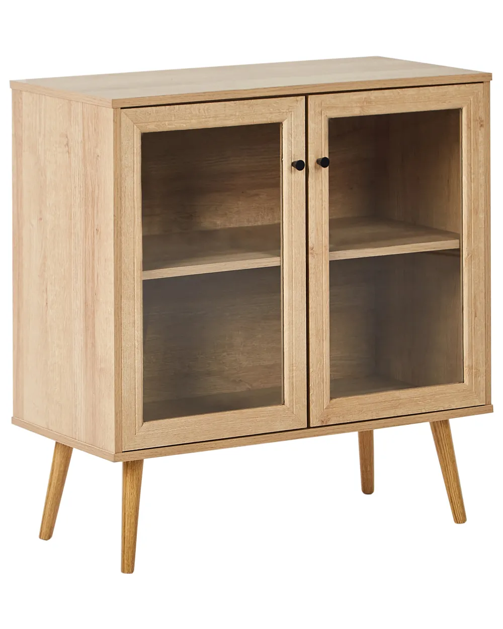 Glass Display Sideboard ALBANY 80 cm Light Brown