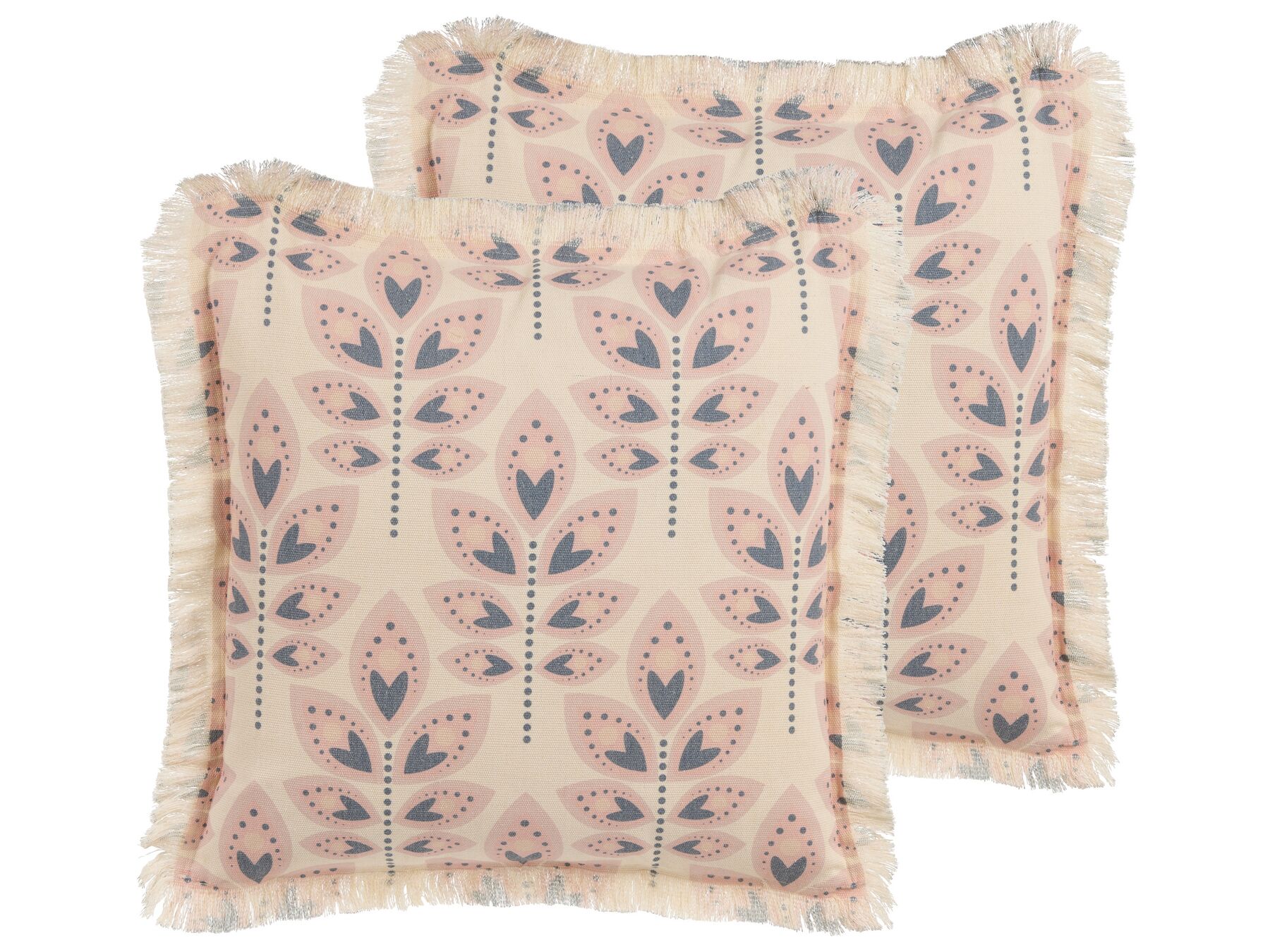 Conjunto de 2 almofadas decorativas com padrão de folha creme 60 x 60 cm RUDBECKIA_877760