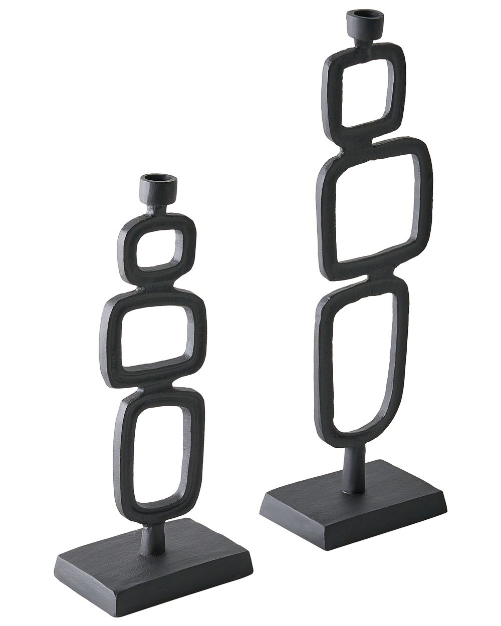 Set de 2 suporturi de lumânări SIPANJE 35/48 cm Metal Negru