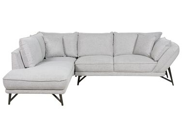 Right Hand Linen Corner Sofa Light Grey ELGA