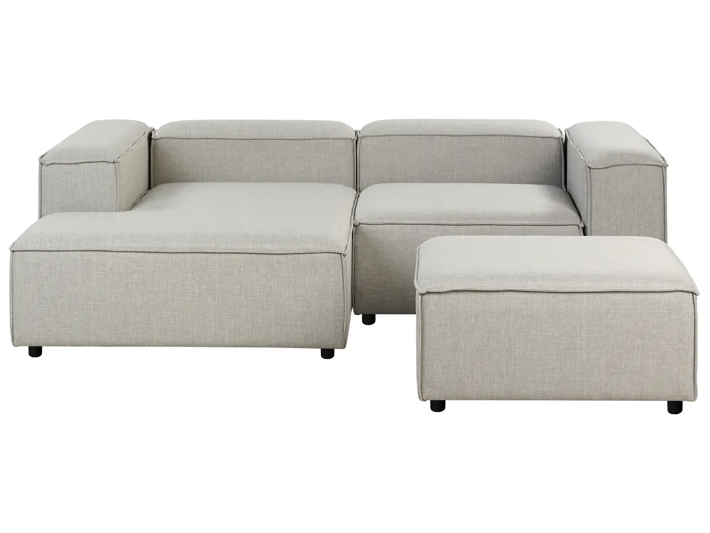 Modular Corner Sofa 2 Seater ARDAL with Ottoman Fabric Light Grey Right Hand