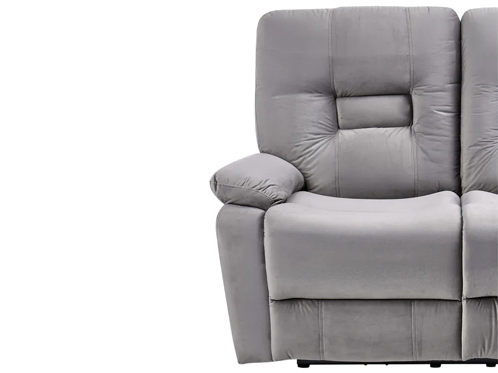 Sofa z elektryczną funkcją relaksu dla 2 osób BERGEN Welur Szary_1080336