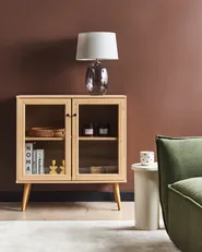 Glass Display Sideboard ALBANY 80 cm Light Brown_963429