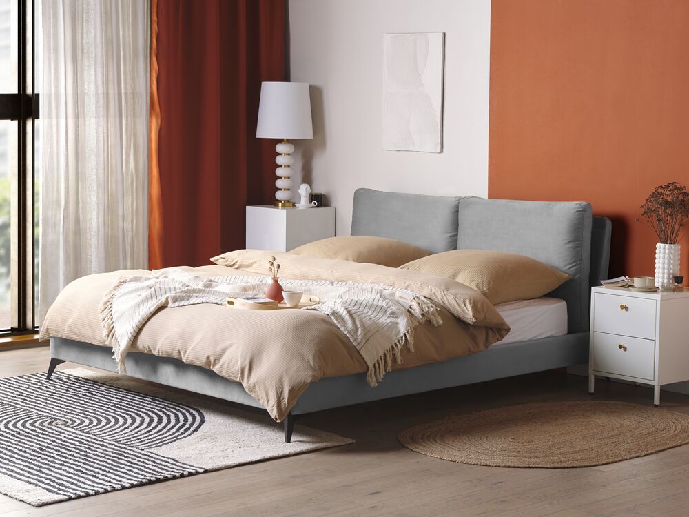 Bed Velvet MELLE 180 x 200 cm (EU Super King) Grey