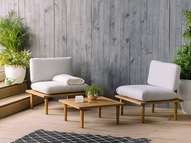 2 Seater Certified Acacia Wood Garden Sofa Set Grey FRASCATI