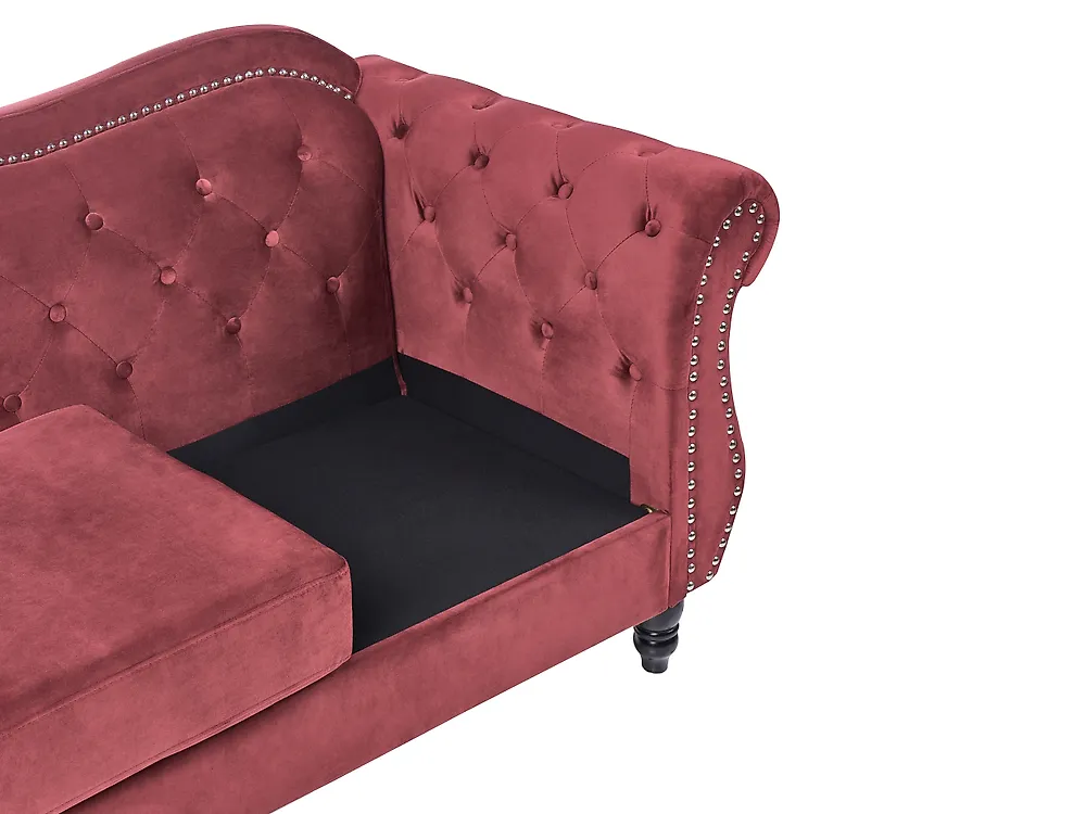 Sofa dla 3 osób SKIEN Welur Bordowy_1170548