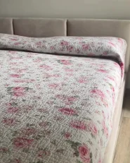 Ottoman Bed BOUSSE Velvet Light Beige 180 x 200 cm (EU Super King)_957957