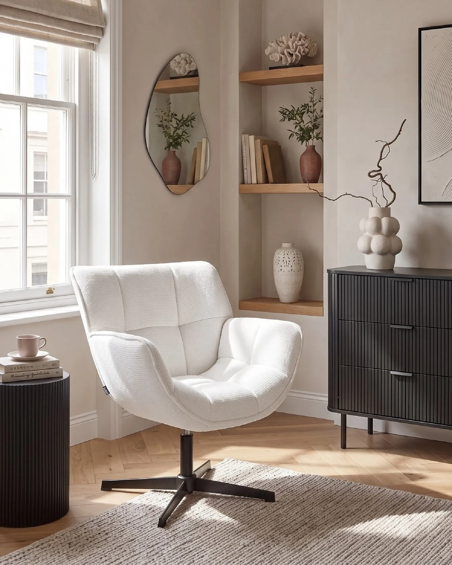 Swivel Armchair AUMA Fabric White_1072719