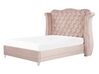 Sametová postel 160 x 200 cm pastelově růžová AYETTE_905314