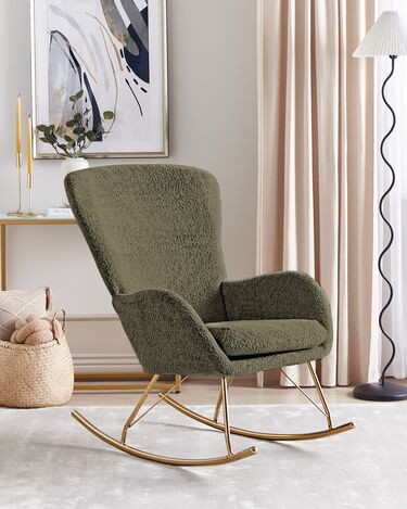 Boucle Rocking Chair Dark Green ANASET