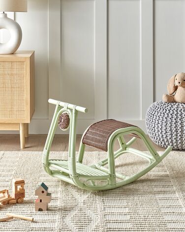 Rattan Kids Rocking Chair Light Green ASPRIA