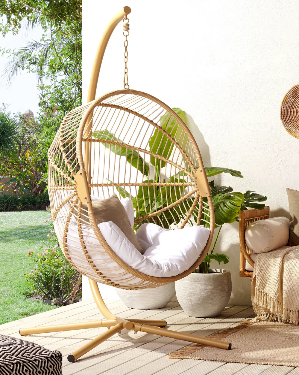 Cane swing chair with stand discount