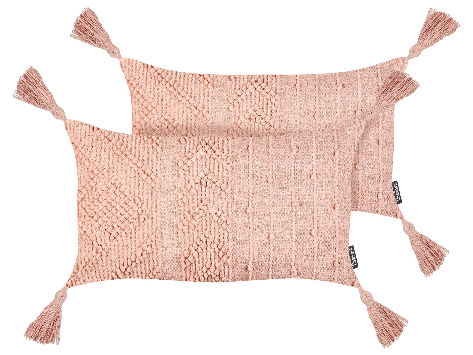 Set of 2 Cotton Cushions with Tassels 30 x 50 cm Peach Pink VALVARIA_940171