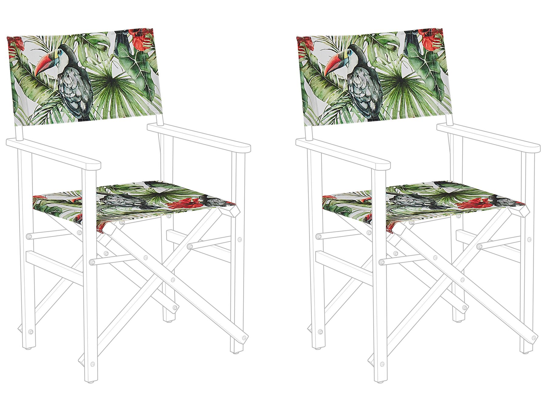 Set of 2 Garden Chair Replacement Fabrics Toucan Pattern CINE_819450