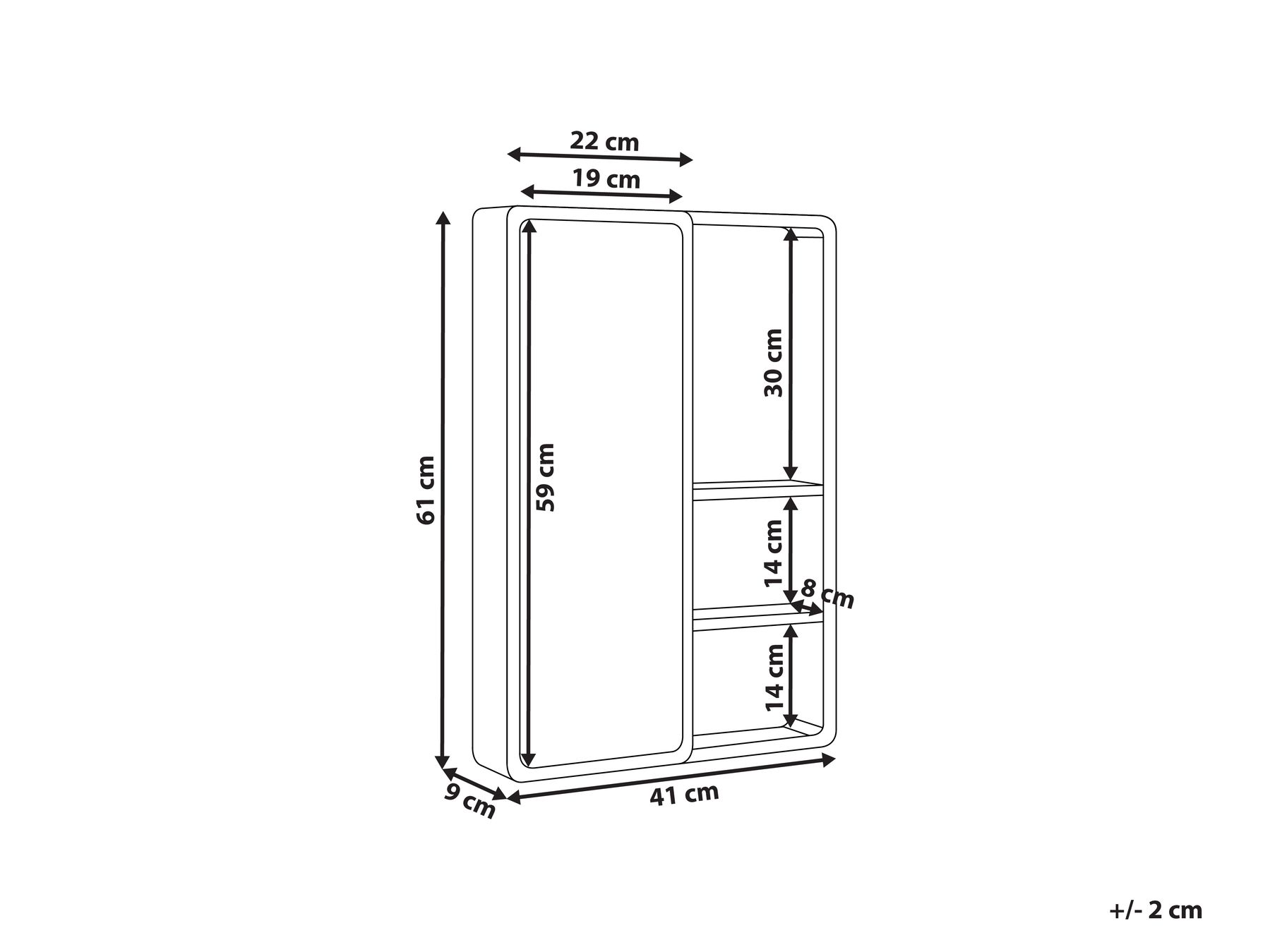 VASAGLE Armadio Da Parete, Armadio Per Bagno, Con Ripiani Regolabili - Foto 3
