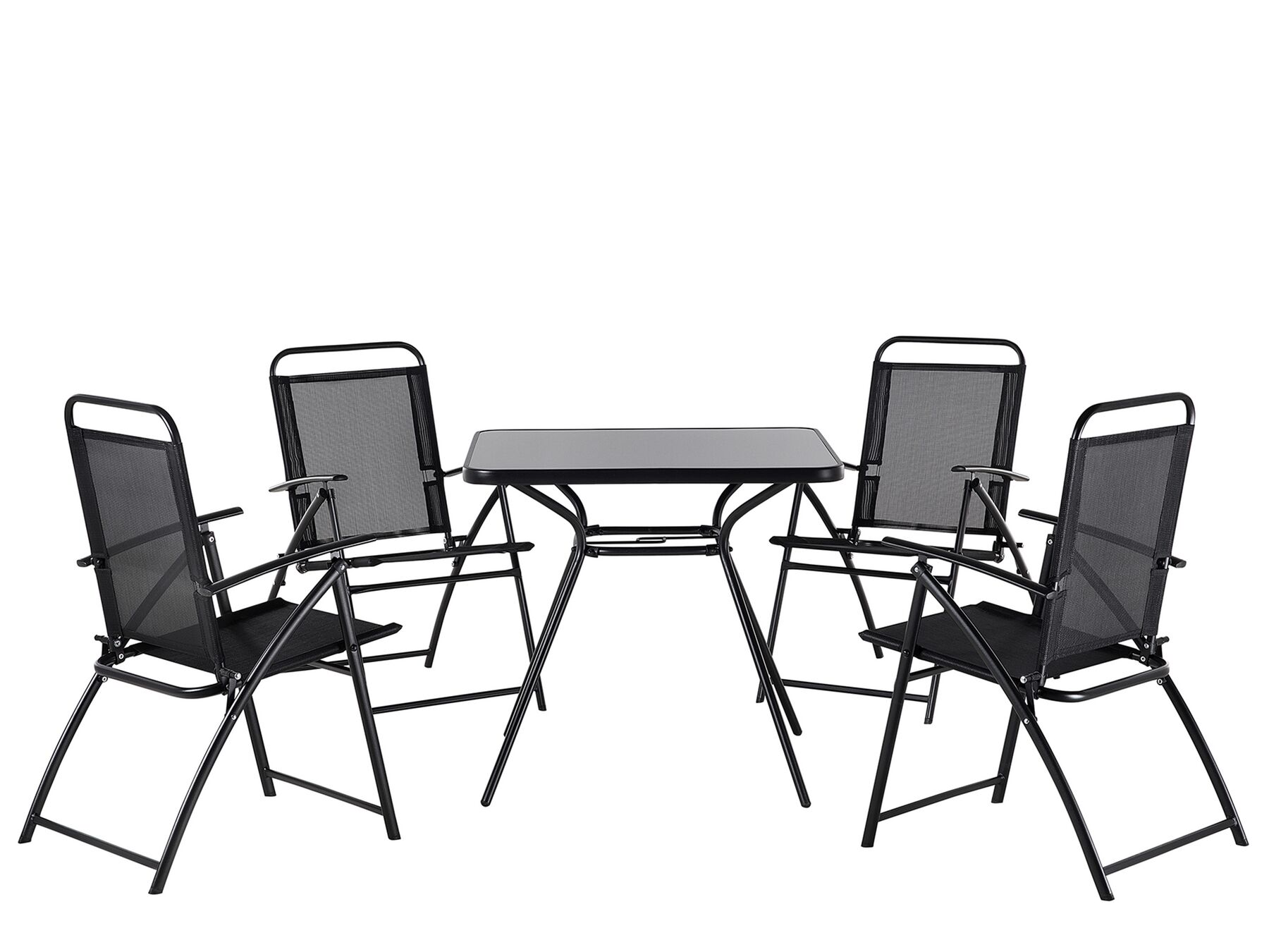 Zestaw ogrodowy metalowy stół i 4 krzesła czarny LIVO_707930