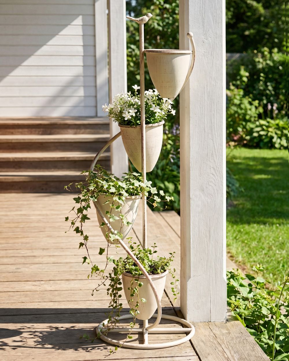 Kwietnik BANEBERRY 24 cm Metal Beżowy