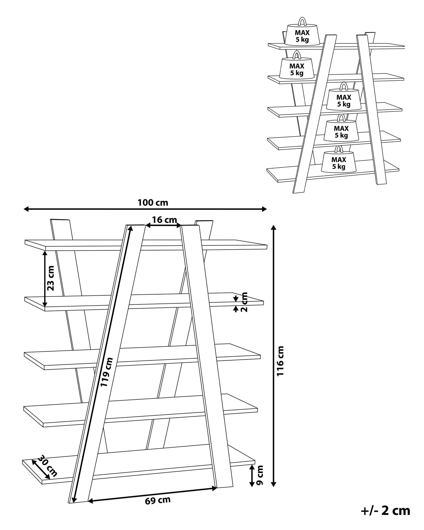 5 Tier Bookcase White ESCALANTE_772051 5 Tier Bookcase White ESCALANTE_772051