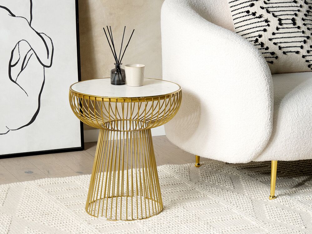 White marble gold side table discount