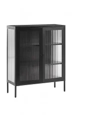 Glass Display Sideboard LERRYN 90 cm Metal Black_1151437