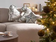 Set di 3 cuscini decorativi JOLLYTRIO 35 x 70 cm 40 x 60 cm 40 x 40 cm Velluto Beige chiaro Modello natalizio_1032802