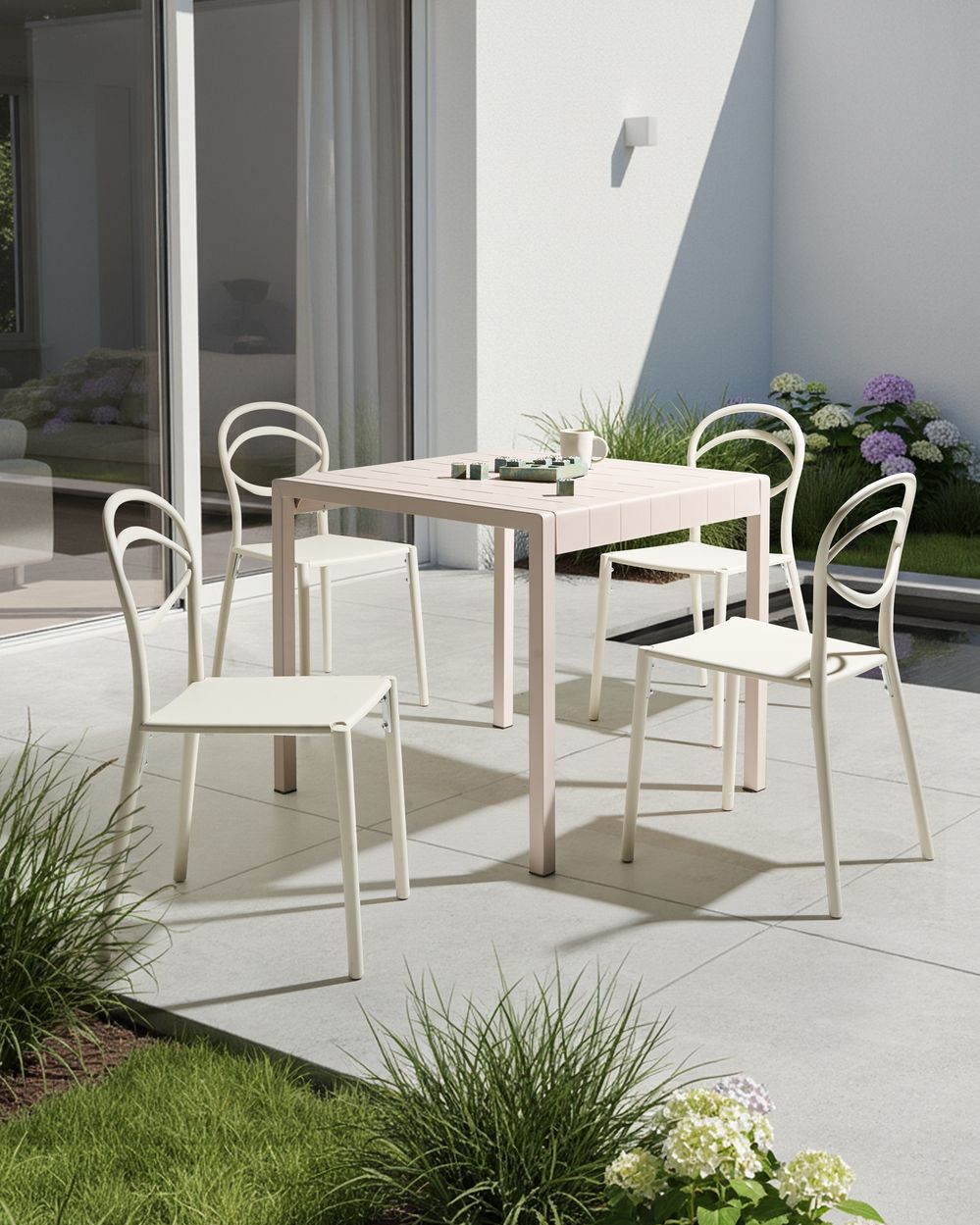 Set of 4 Garden Chairs COVOLO Off-White